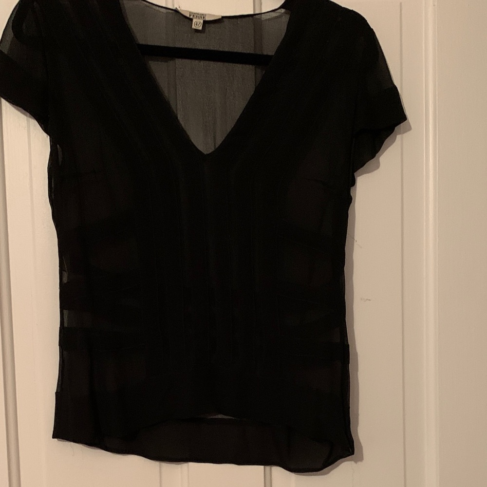 Gianfranco Ferre Black Sheer Blouse
